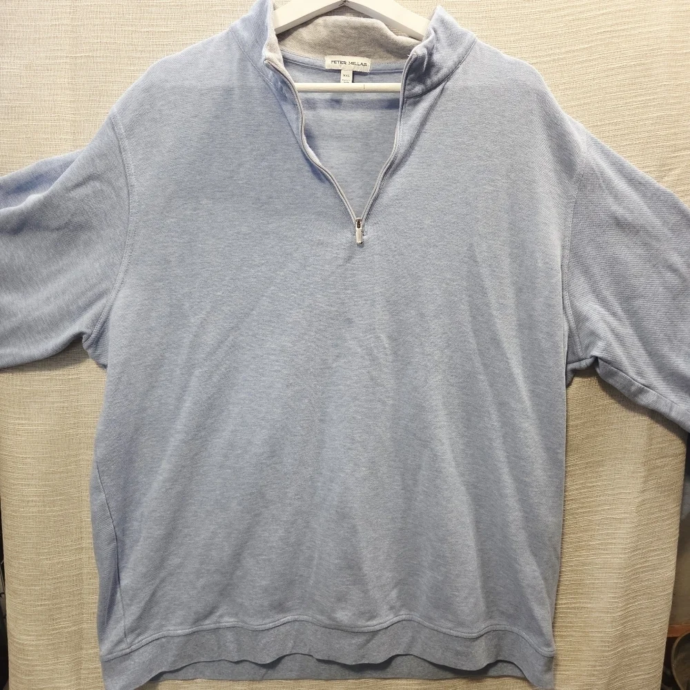 Peter Millar cotton modal baby blue quarter zip xxl